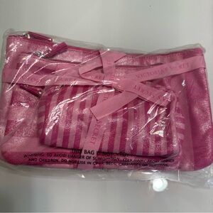 Victorias Secret Pink Make up Pouch Bags Stripe X3 Vs12